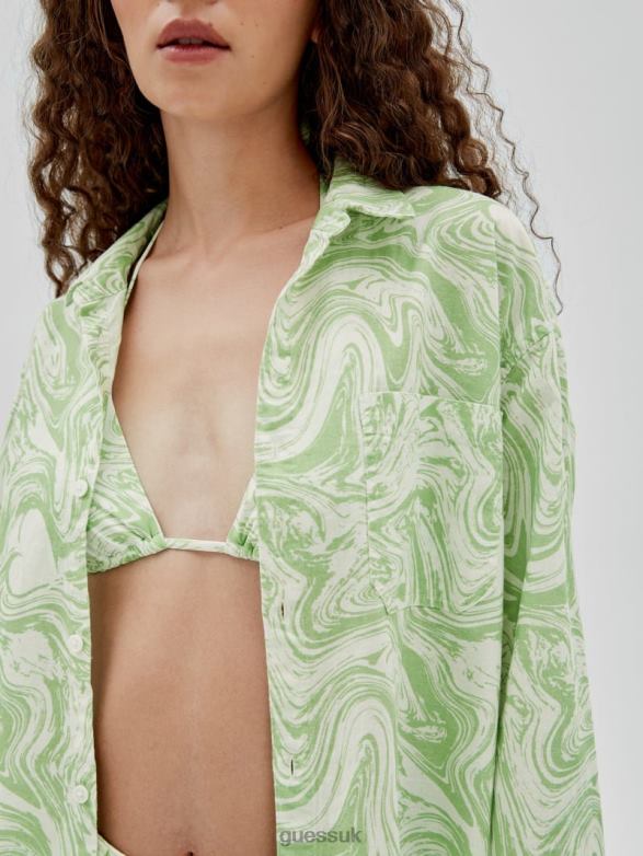GUESS Unisex Originals x J Balvin AOP Shirt Green Spring Multi Apparel V28V61350