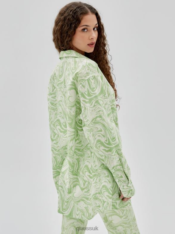 GUESS Unisex Originals x J Balvin AOP Shirt Green Spring Multi Apparel V28V61350