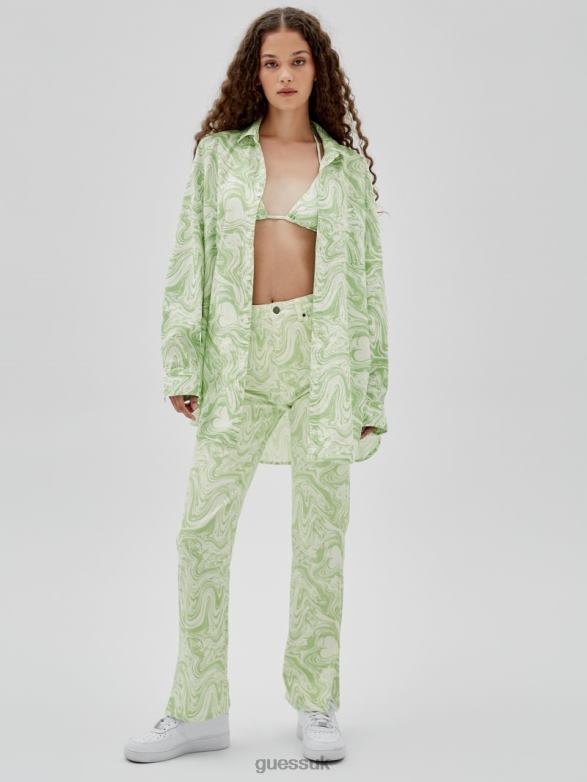 GUESS Unisex Originals x J Balvin AOP Shirt Green Spring Multi Apparel V28V61350