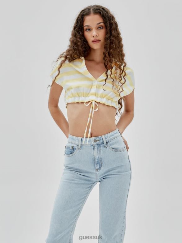 GUESS Unisex Originals x J Balvin Striped Top Yellow Sunspots Multi Apparel V28V61349