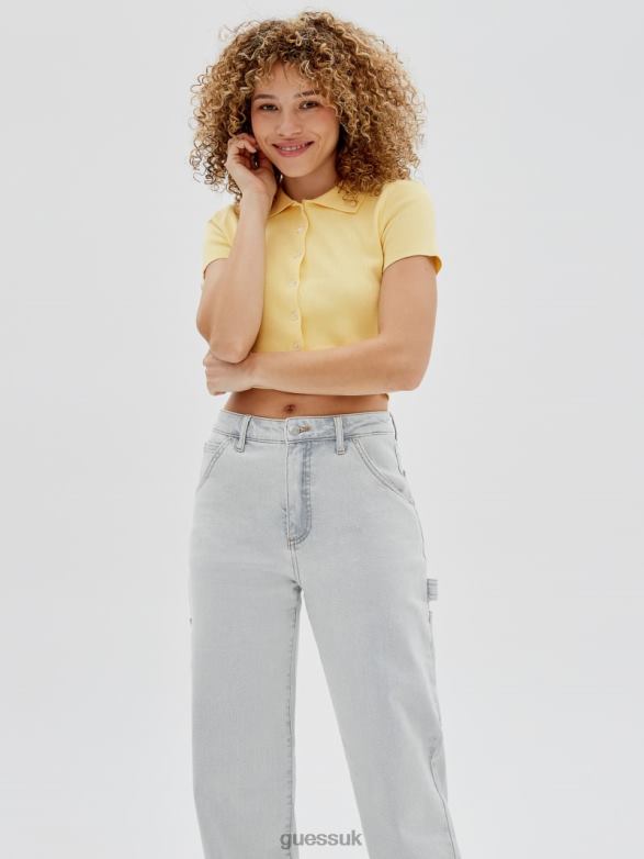 GUESS Women Originals Sweater Polo Butter Corn Apparel V28V61370