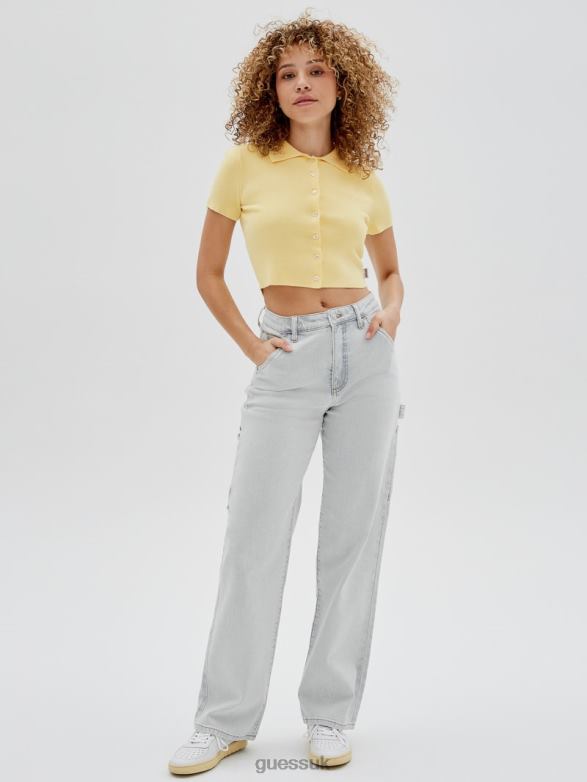 GUESS Women Originals Sweater Polo Butter Corn Apparel V28V61370