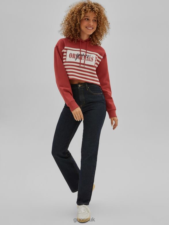 GUESS Unisex Originals Cropped Hoodie Rapid Red Apparel V28V61791