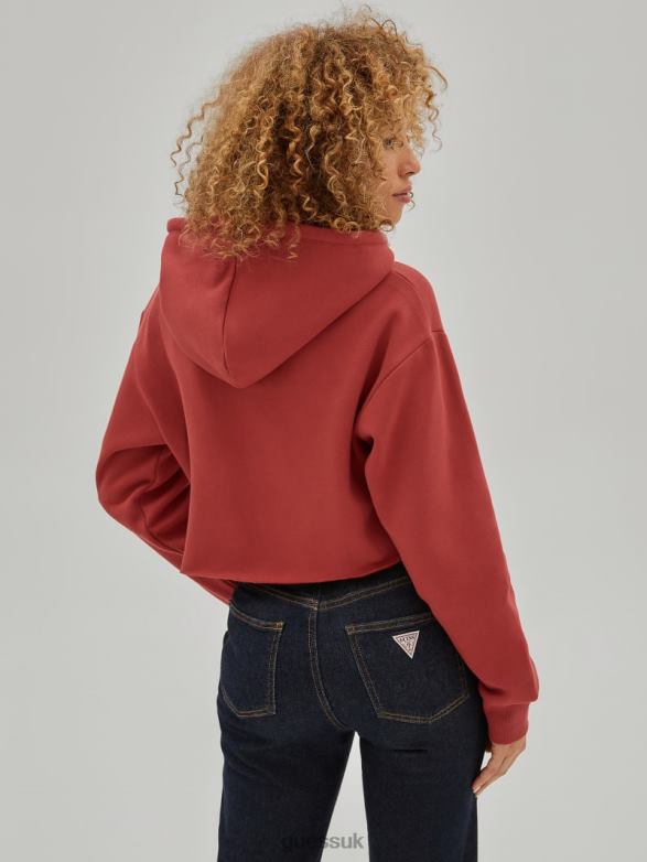 GUESS Unisex Originals Cropped Hoodie Rapid Red Apparel V28V61791