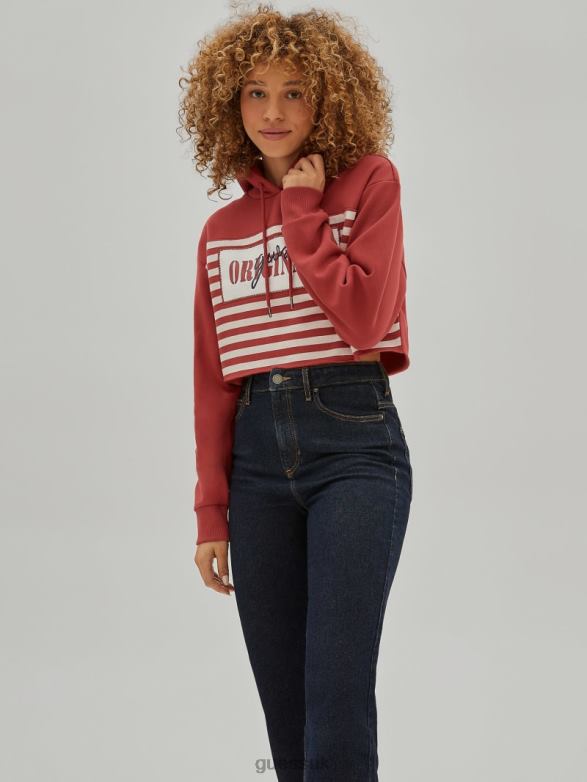 GUESS Unisex Originals Cropped Hoodie Rapid Red Apparel V28V61791