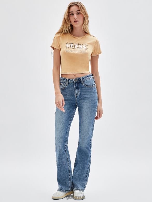 GUESS Unisex Originals Grid Baby Crop Tee Desert Mud Multi Apparel V28V61311