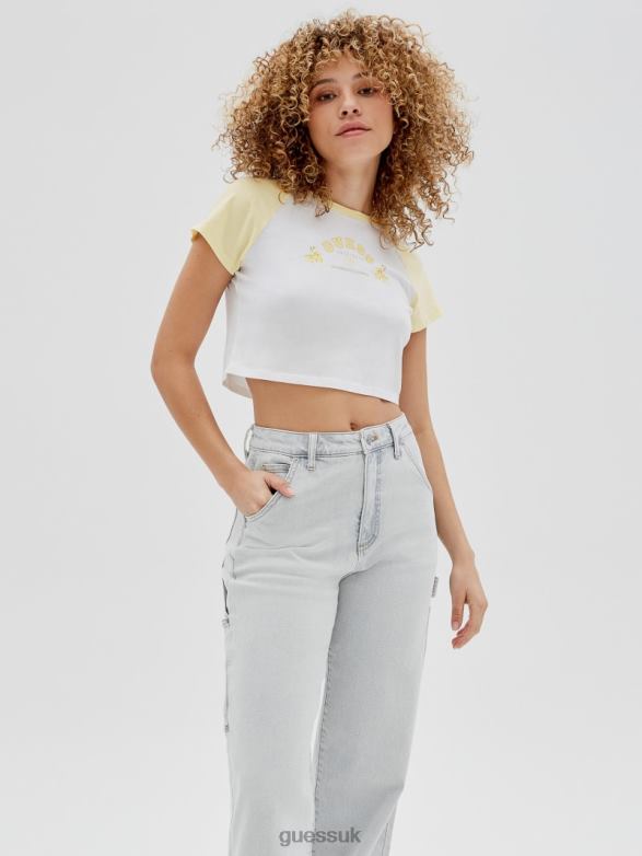 GUESS Unisex Originals Raglan Baby Tee Pure White Multi Apparel V28V61368