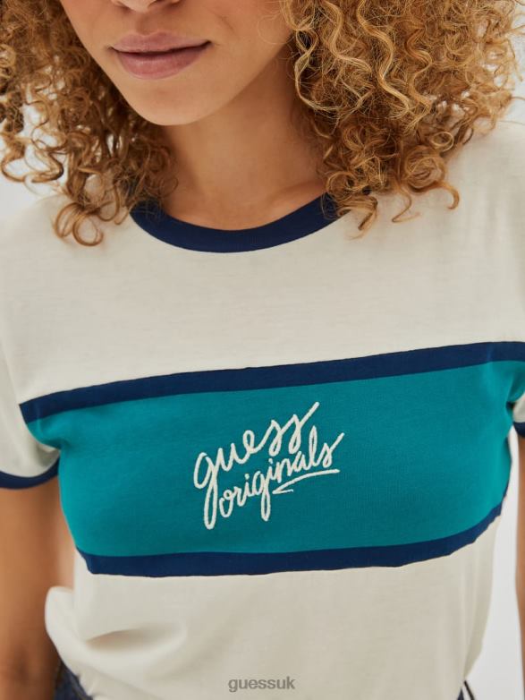 GUESS Unisex Originals Ringer Baby Tee Dove White Apparel V28V61244