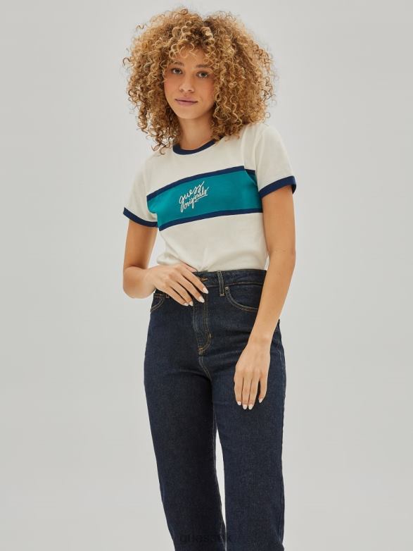 GUESS Unisex Originals Ringer Baby Tee Dove White Apparel V28V61244