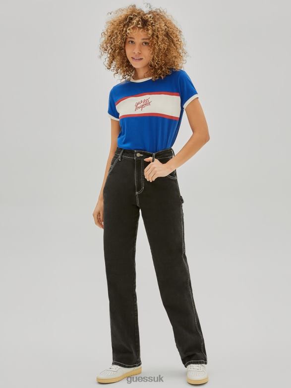 GUESS Unisex Originals Ringer Baby Tee Surfing Blue Apparel V28V61275