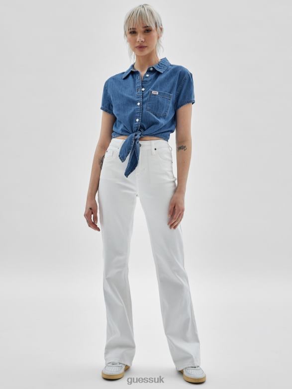 GUESS Unisex Originals Tie-Front Denim Shirt Go Medium Ruthie Wash Apparel V28V61356